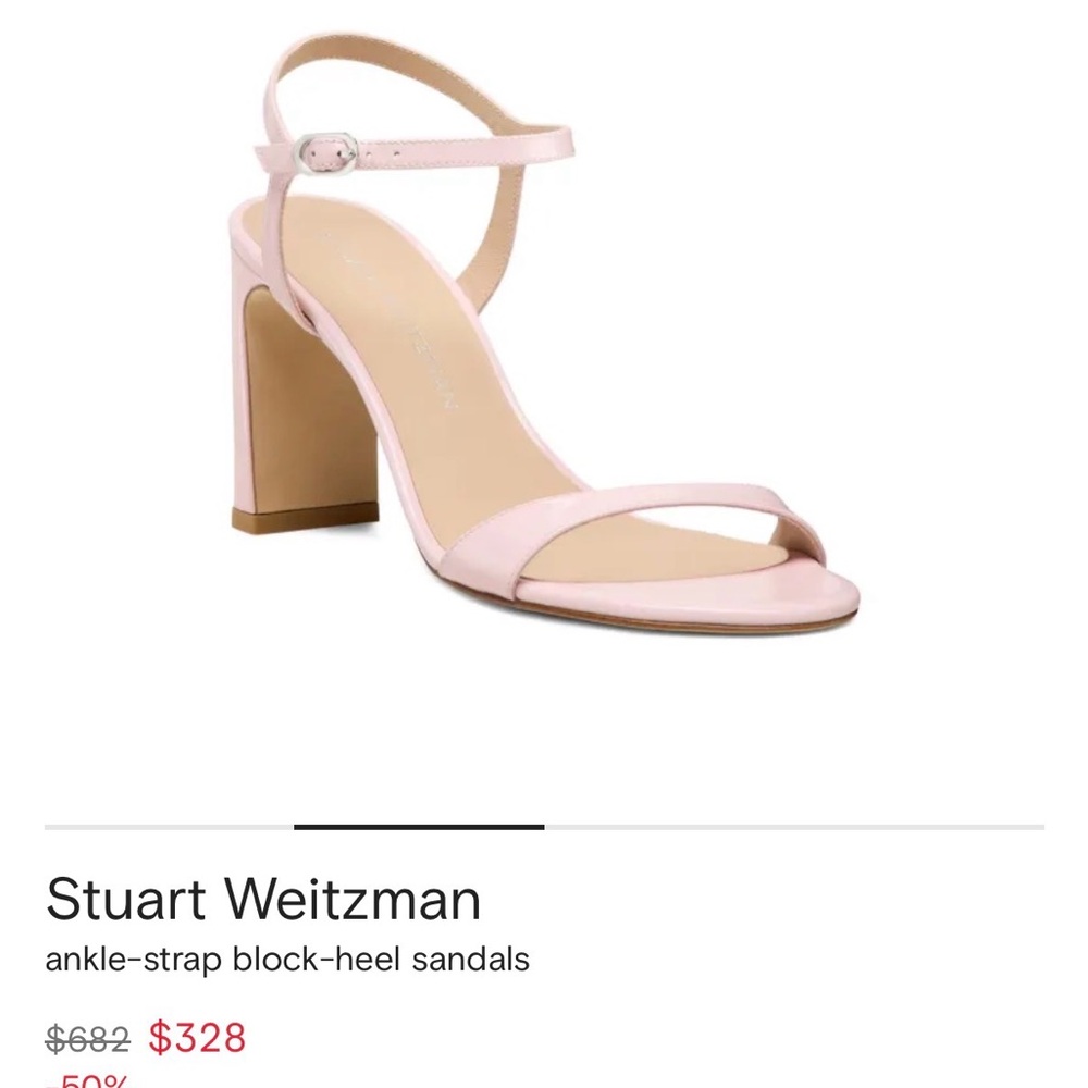 Stuart Weitzman Blush Pink Ankle-Strap Block Heel Sandals